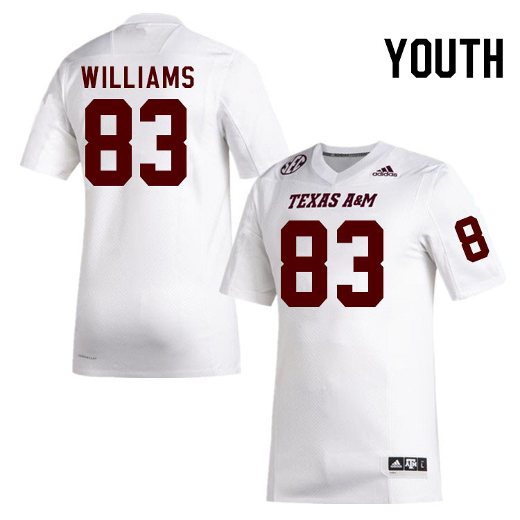 Youth #83 Luke Williams Texas A&M Aggies College Football Jerseys Stitched Sale-White - Click Image to Close